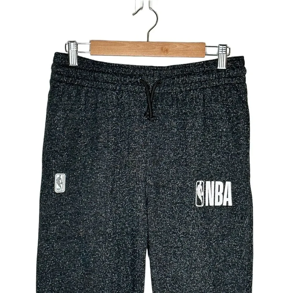 NBA Chevron Fleece Frayed Hem Sweatpants Joggers Cropped Lounge Teens Gray